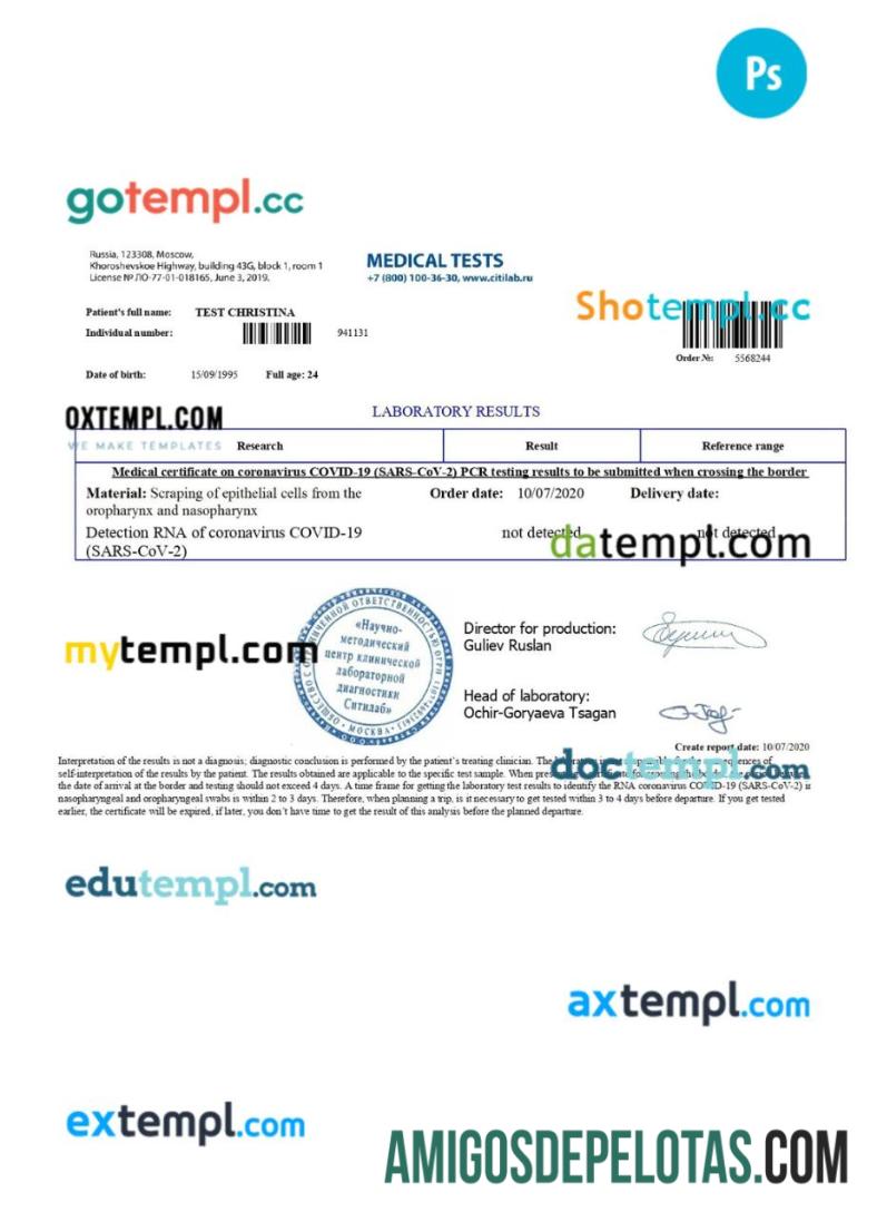 Certificado Médico da Rússia em Covid 19 baixar para verificação